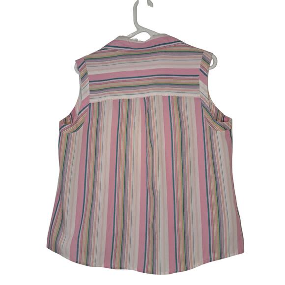 White Stag Womens Blouse Size XL Y2K Classic Mom Grandmacore Summer Stripes - Picture 2 of 5